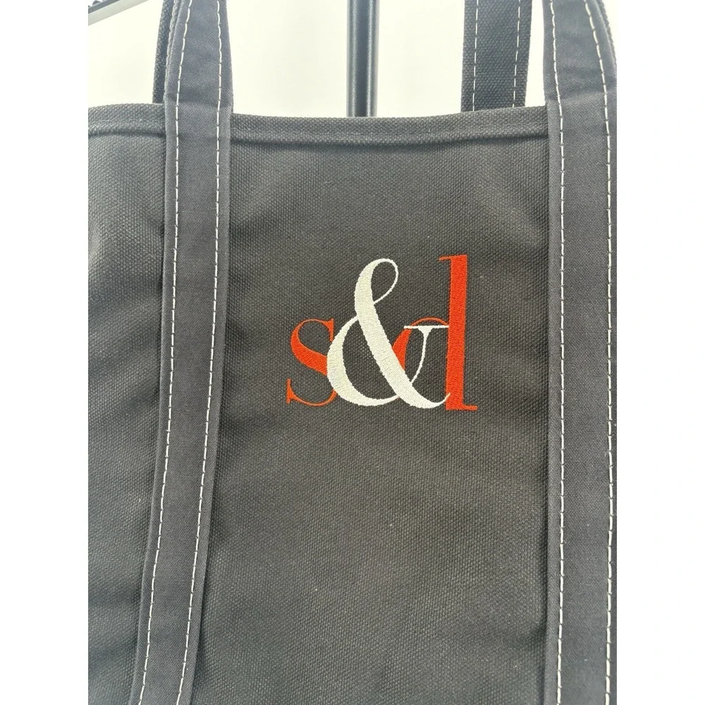 Vintage LL Bean Boat & Tote Bag Large‎ Black Monogram Short Straps USA Made GUC